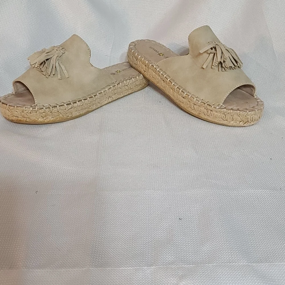 Seven Dials Faux Suede Espadrilles Slidws Shoes Oatmeal Size‎ 6 EUC
